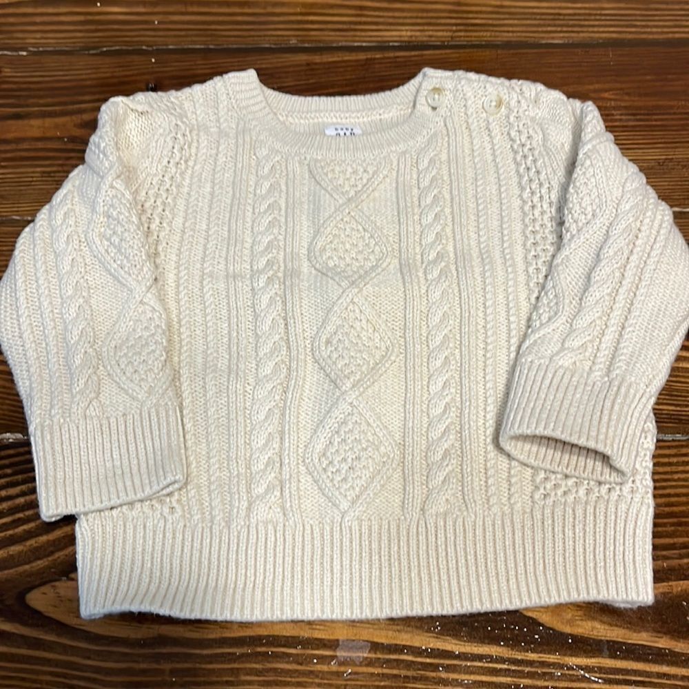 NWOT Baby Gap Cream Unisex Cable Knit Sweater 12/18 months